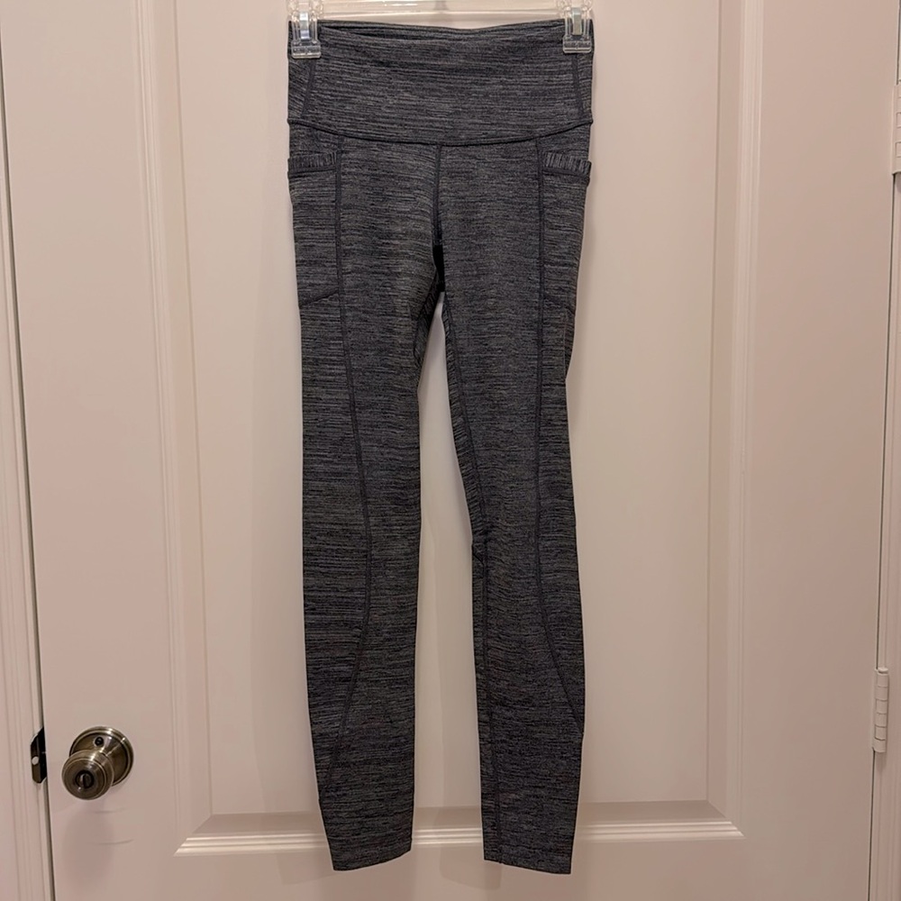 Athleta Chaturanga Gray Spacedye Leggings with Pockets - Picture 5 of 12